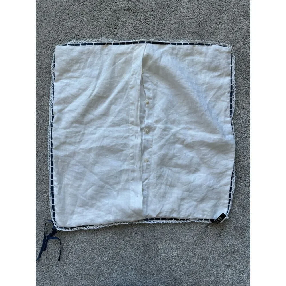 NWOT Ralph lauren Cote D’Azure white linen embroidered accent pillow case 20” x
